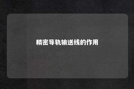 精密导轨输送线的作用 